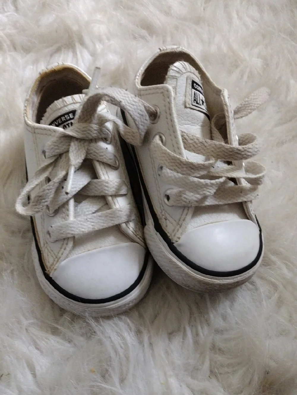 Converse Kids White Low-Top Sneakers with Black Trim